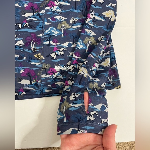 Ariat Tech 1/4 Zip Lowell Pullover Purple Blue Horse Print Athletic Top Size L - Picture 5 of 9